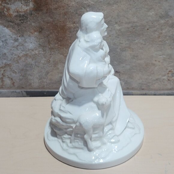 White Ceramic Jesus Christ Savior Children Lamb Figurine - Picture 5 of 10